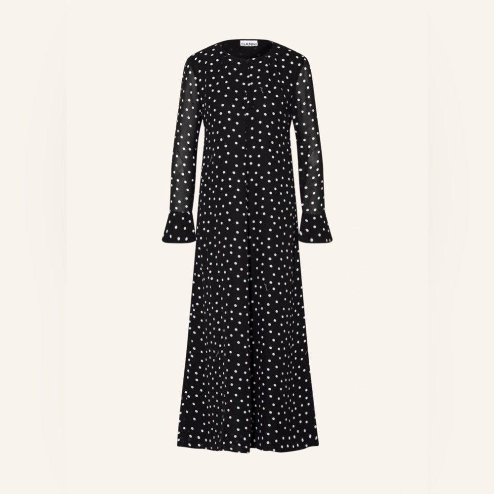 GANNI Black and White Logo Dress